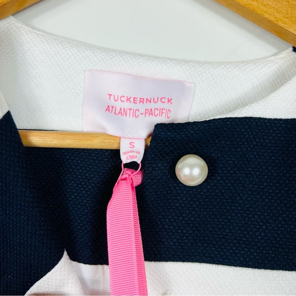 NEW Tuckernuck x Pacific Atlantic Millie Coat Dress White Blue Stripe Size Small - Picture 3 of 7